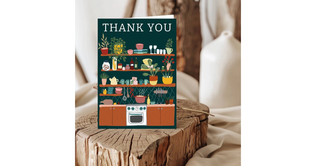 STOCK THE KITCHEN Bridal Shower CUSTOM Cute Letterpress Thank You Card ...
