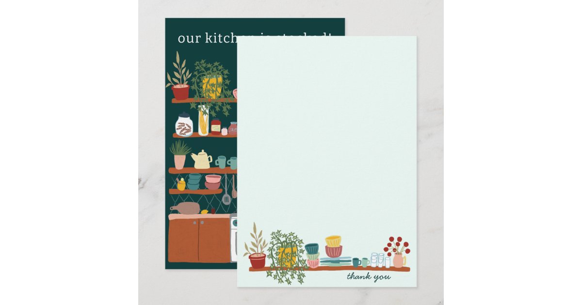 STOCK THE KITCHEN Bridal Shower CUSTOM Cute Thank You Card | Zazzle
