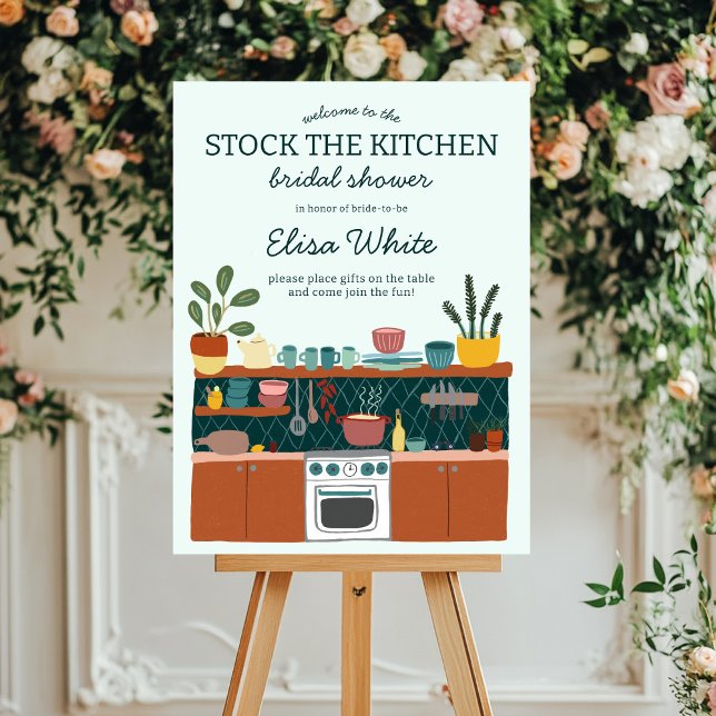 STOCK THE KITCHEN Bridal Shower CUSTOM WELCOME  Foam Board (STOCK THE KITCHEN Bridal Shower CUSTOM WELCOME Foam Board Sign
)