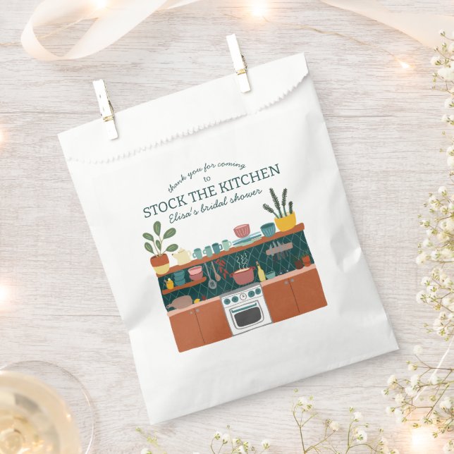 STOCK THE KITCHEN Bridal Shower Cute CUSTOM Favor Bag (Clipped)