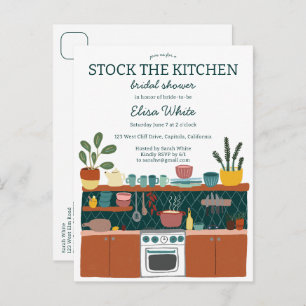 STOCK THE KITCHEN Bridal Shower Cute CUSTOM Invitation Postcard