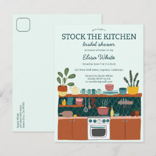 STOCK THE KITCHEN Bridal Shower Cute CUSTOM Invitation Postcard