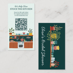 STOCK THE KITCHEN Bridal Shower Cute CUSTOM QR  Enclosure Card