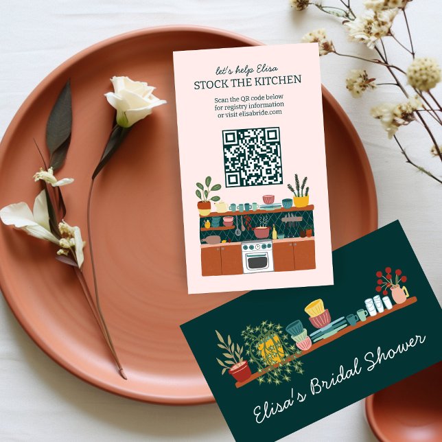 STOCK THE KITCHEN Bridal Shower Cute CUSTOM QR  Enclosure Card (STOCK THE KITCHEN Bridal Shower Cute CUSTOM QR Enclosure Card
)