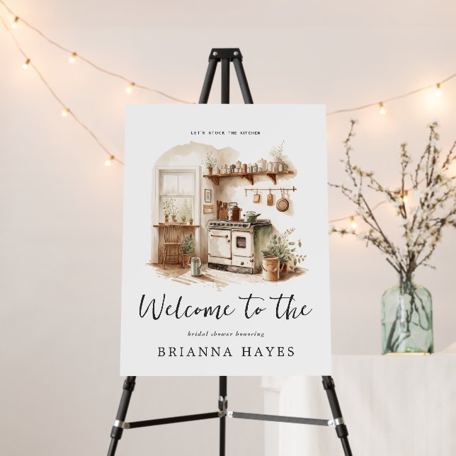 Stock the Kitchen Bridal Shower Welcome Sign (In Situ (Stand))