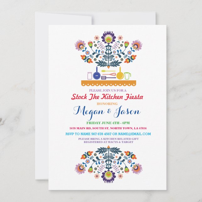 Stock The Kitchen Fiesta Couple's Party Invitation (Front)