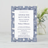 Stock the Kitchen  Modern Blue Bridal Shower Invitation (Standing Front)