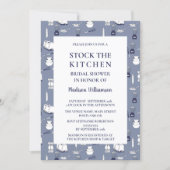 Stock the Kitchen  Modern Blue Bridal Shower Invitation (Front)