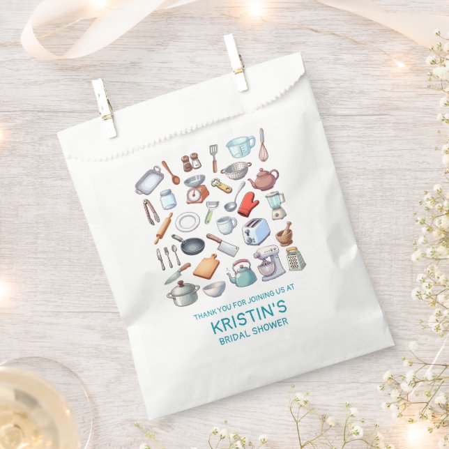 Stock the Kitchen Modern Bridal Shower  Favor Bag (Clipped)