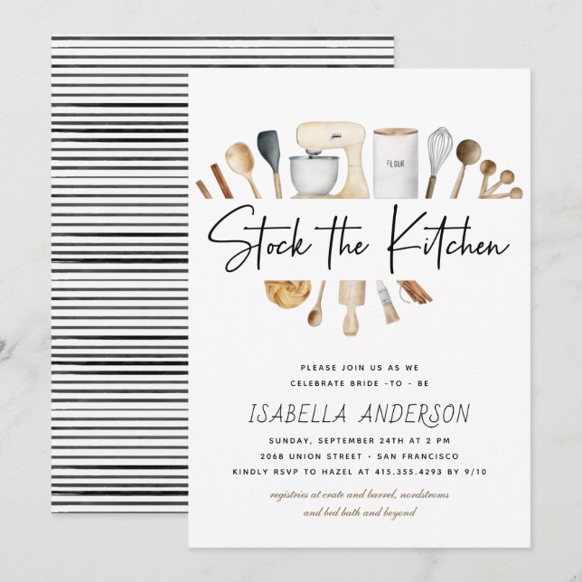 Stock the Kitchen Pantry Boho Bridal Shower Invitation (Front/Back)