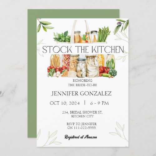 Stock the Kitchen Pantry Cooking Bridal Shower Invitation
