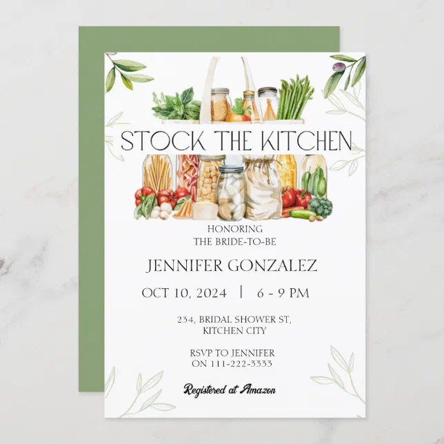 Stock the Kitchen Pantry Cooking Bridal Shower Invitation Zazzle