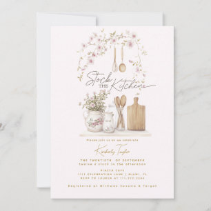 Stock The Kitchen Pink Wildflower Bridal Shower Invitation