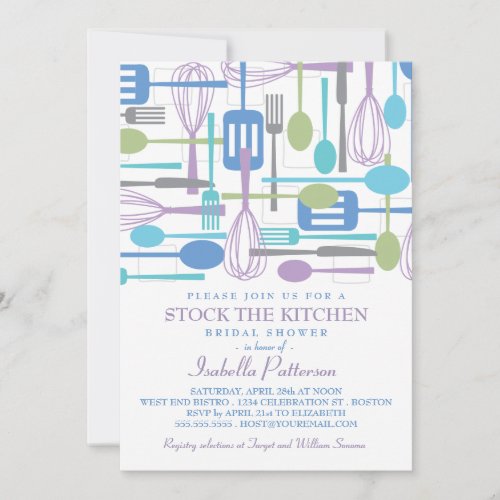 Stock the Kitchen Retro Style Bridal Shower Custom Invitations