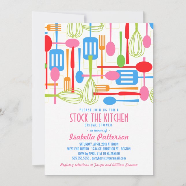 Stock the Kitchen Retro Style Bridal Shower Invitation (Front)