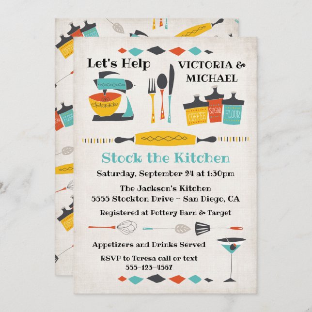 Stock the Kitchen Shower Invitations (Front/Back)