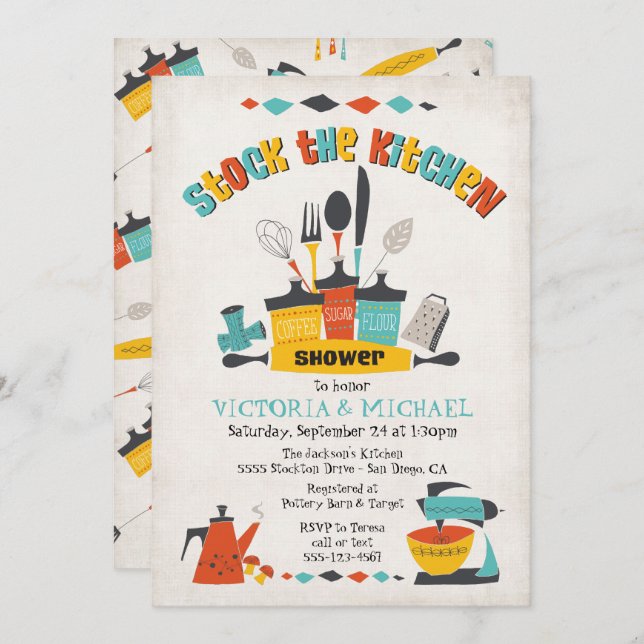 Stock the Kitchen Shower Invitations (Front/Back)