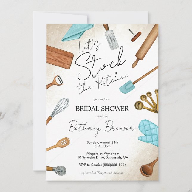Stock the Kitchen theme Bridal Shower Invitation (Front)