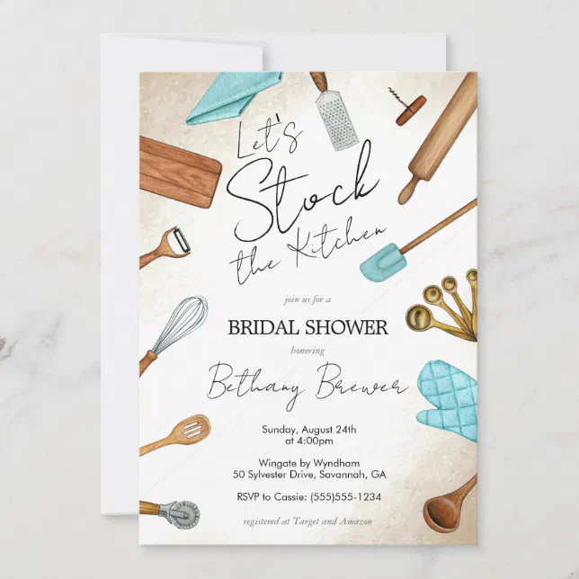 Stock The Kitchen Theme Bridal Shower Invitation Zazzle