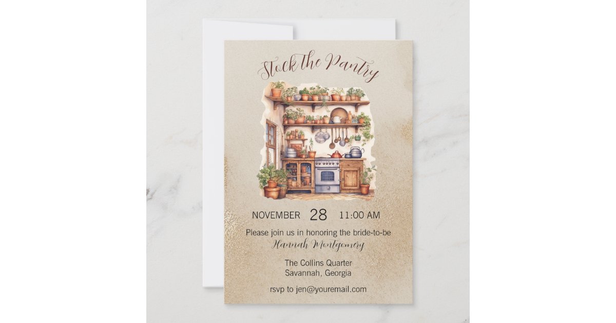 Stock the Pantry, Kitchen Bridal Shower Invitation Zazzle
