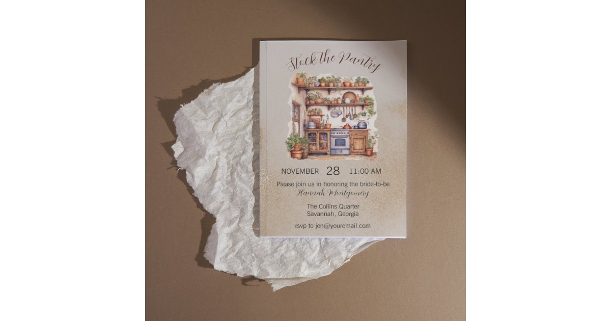Stock the Pantry, Kitchen Bridal Shower Invitation Zazzle