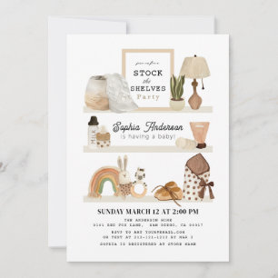 Stock the Shelves Nursery Boho Baby Shower Invitation