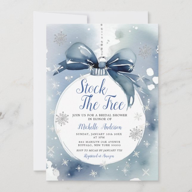 Stock The Tree Ornament Christmas Bridal Shower Invitation (Front)