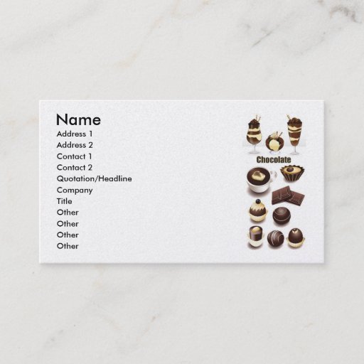 Customizable Stock Vectors - Chocolate, Name, Address 1, Add... Business Card Template
