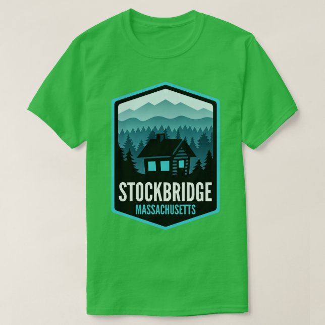 Stockbridge Massachusetts Mountain Town Cabin  T-Shirt (Design Front)