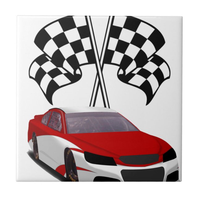 Stockcar Racing & Flags Ceramic Tile (Front)
