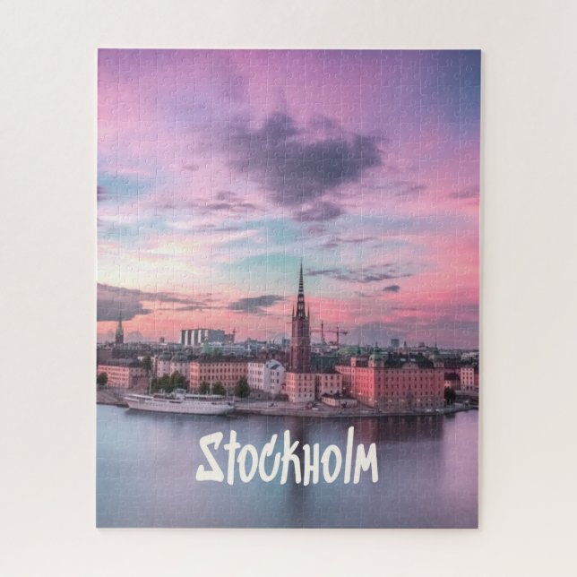 Stockholm Capital of Sweden Night Skyline Jigsaw Puzzle (Vertical)