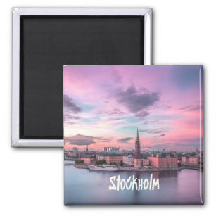 Stockholm Capital of Sweden Night Skyline Magnet
