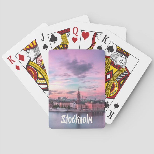 Stockholm Capital of Sweden Night Skyline Poker Cards (Back)