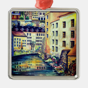 Stockholm Gamla Stan Old City Painting Metal Ornament