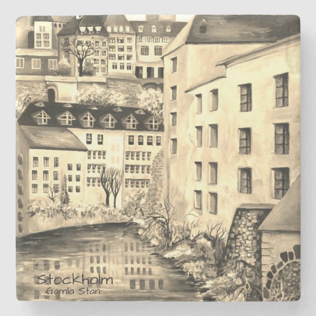 "Stockholm Gamla Stan - Old Town Stone Coaster (Front)