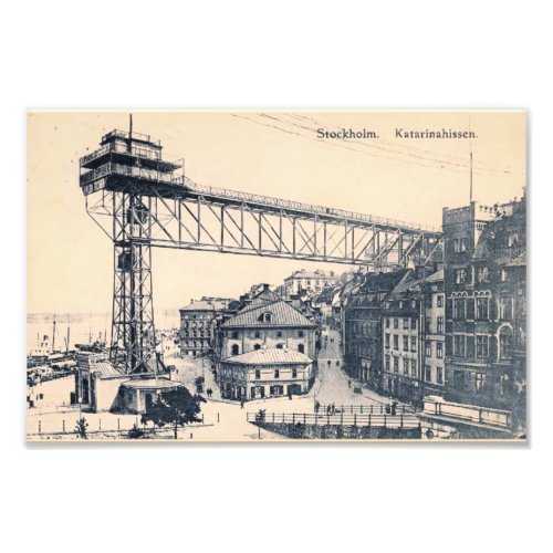 Stockholm Katarinahissen elevator lift 1919 Photo Print