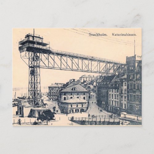 Stockholm Katarinahissen elevator lift 1919 Postcard