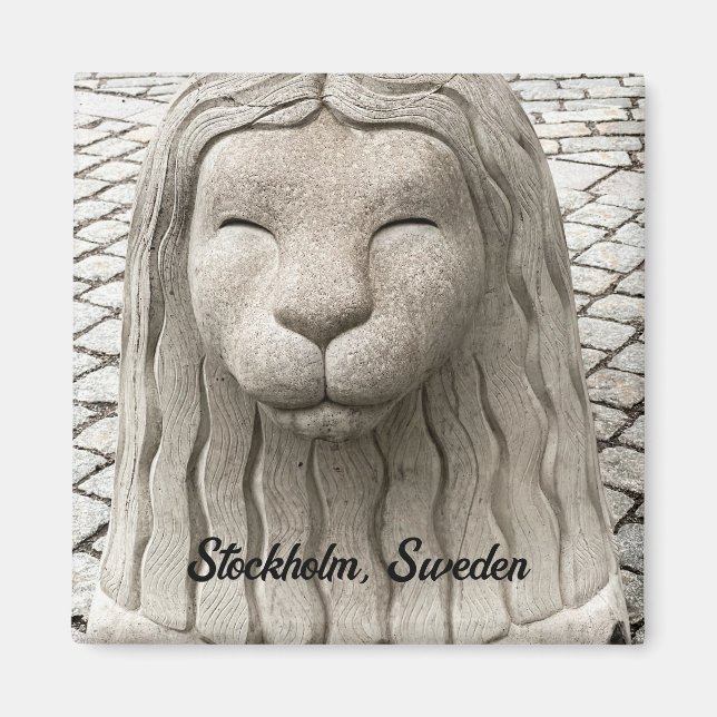 Stockholm Lion Statue Sweden Personalize Magnet (Front)