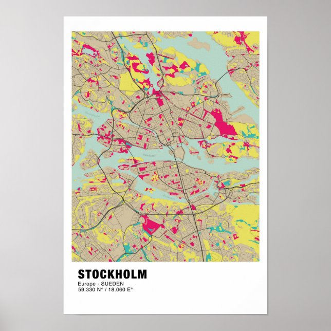 Stockholm Map Poster - Sweden Colorful Map (Front)