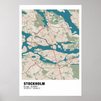 Stockholm Map Poster - Sweden Vintage Map