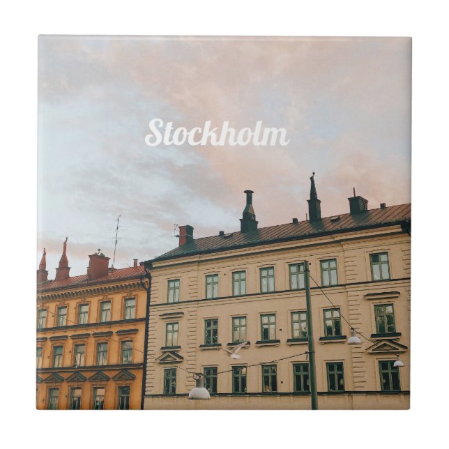 Stockholm Södermalm Cityscape Ceramic Tile (Front)