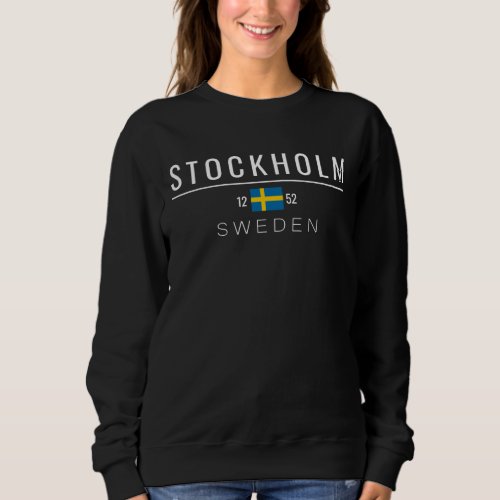 Stockholm Sweden 1252 White Text Sweatshirt