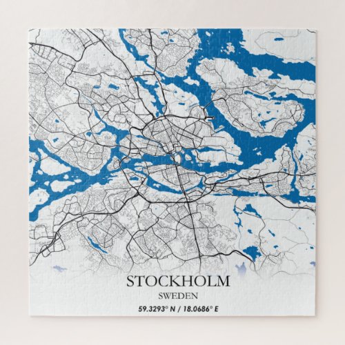 Stockholm Sweden City Map Travel Simple Jigsaw Puzzle