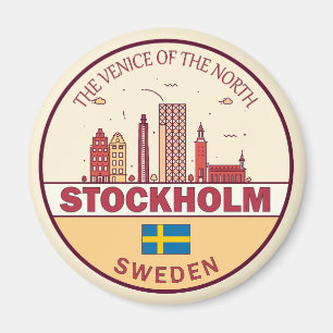 Stockholm Sweden City Skyline Emblem Magnet