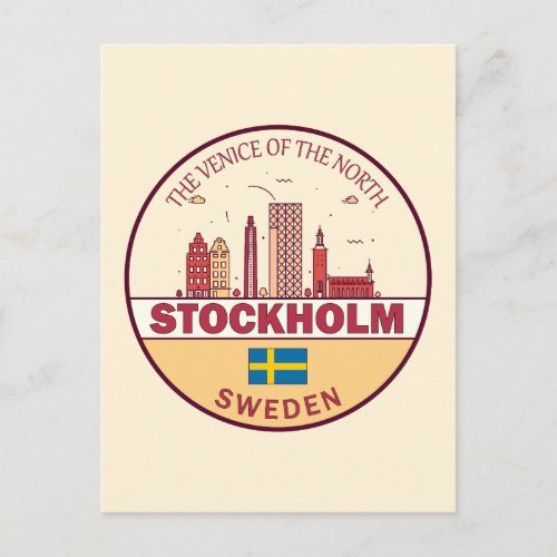 Stockholm Sweden City Skyline Emblem Postcard