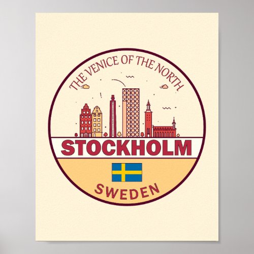 Stockholm Sweden City Skyline Emblem Poster
