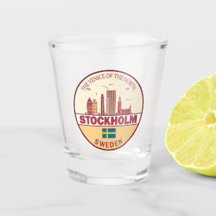 Stockholm Sweden City Skyline Emblem Shot Glass