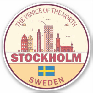 Stockholm Sweden City Skyline Emblem Sticker