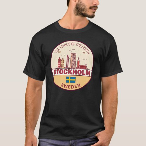 Stockholm Sweden City Skyline Emblem T_Shirt