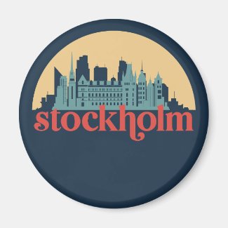 Stockholm Sweden City Skyline Retro Cityscape Art